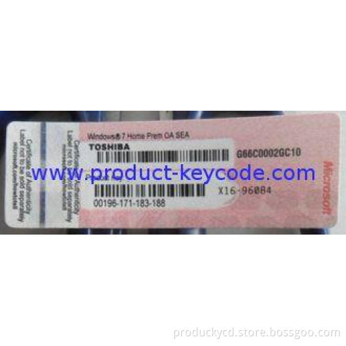 COA label Windows Product Key Sticker For Windows 7 Home Pr